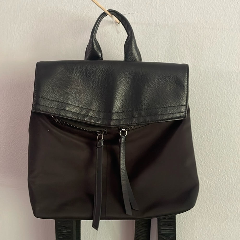 Botkier Mini Nylon and Leather Black Backpack